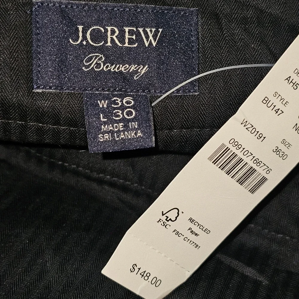 NWT J Crew Mens Navy Glen Stretch‎ Wool Bowery Dress Pants 36x30